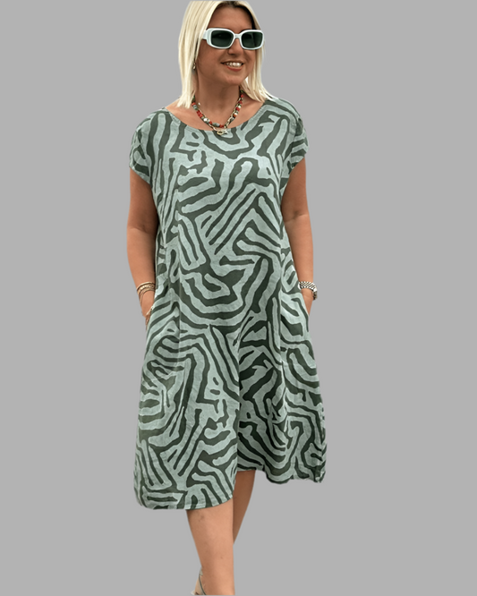 Viona™ summer dress with print and round neckline