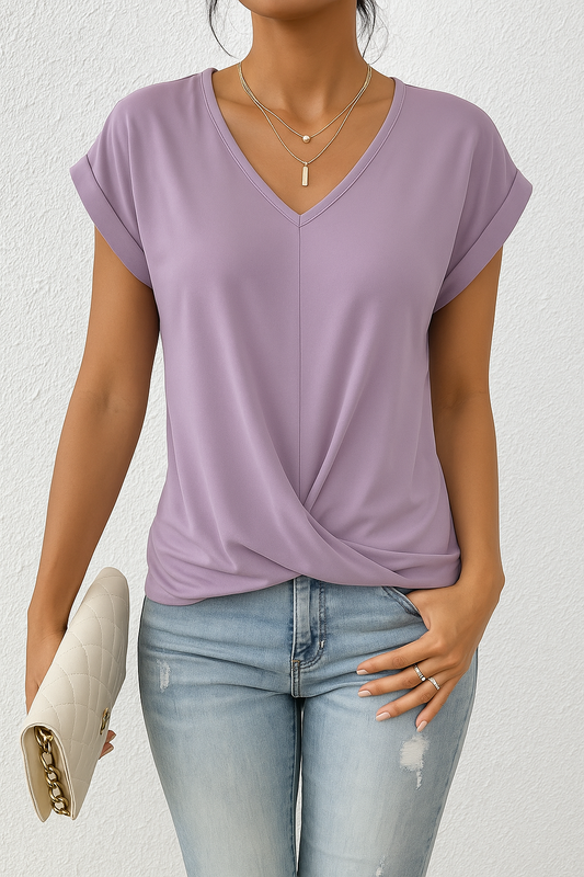 Valeria™ V-neck Shirt with Lace Accent