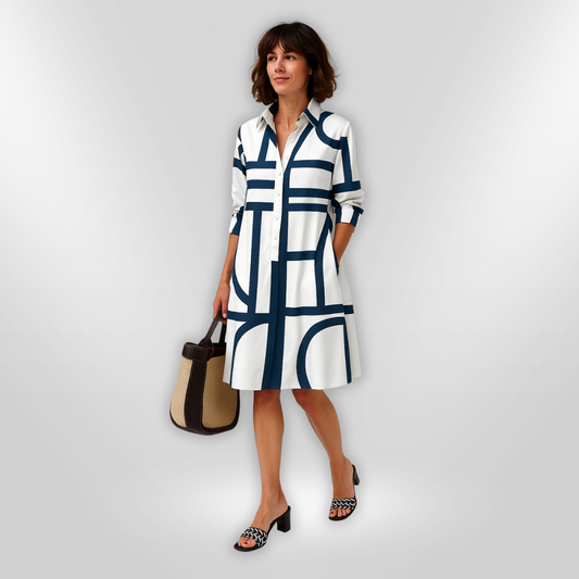 Bea™ midi dress with modern geo print