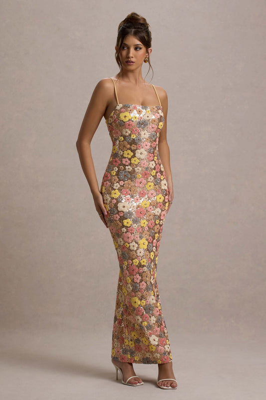 Daria™ Floral Maxi Dress with Sparkling Sequins