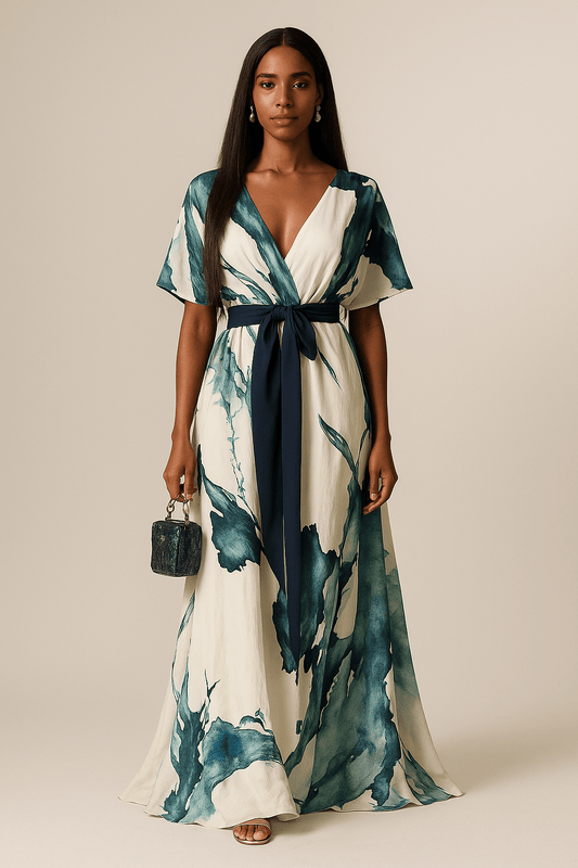 Elvano™ maxi dress with watercolor pattern