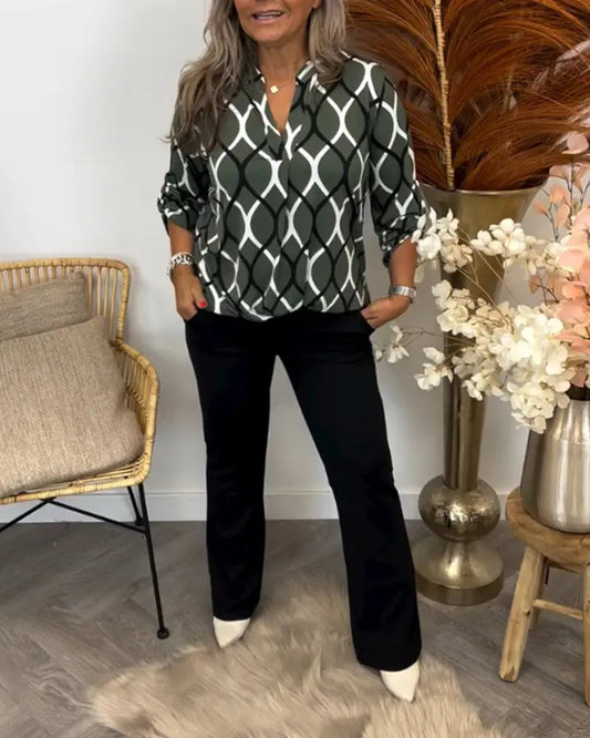 Melua™ Casual blouse with elegant pattern