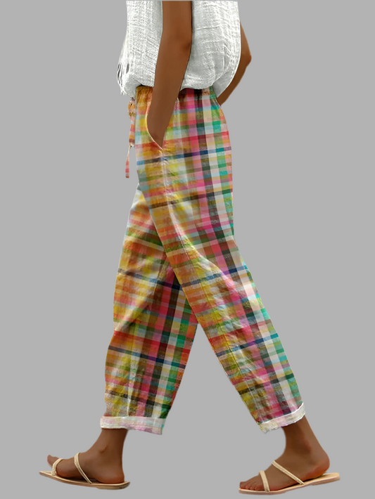 Runa™ checked trousers with bow and stretch waistband