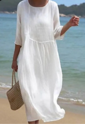 Soraya™ dress with front pleats and loose fit